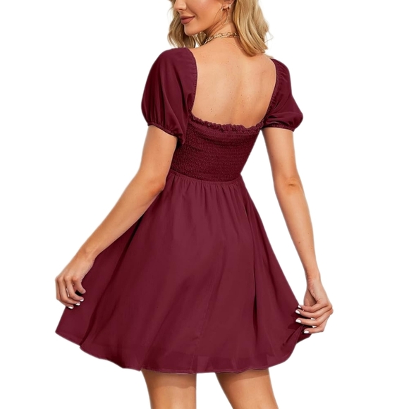 Byinns Sweetheart Puff Short Sleeve Mini Dress, Size L - Picture 2 of 5